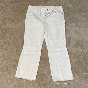 Distressed ankle flare jeans